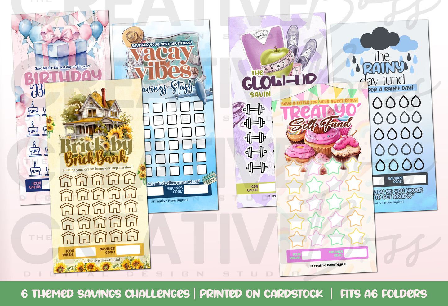 The Hustle Themed Savings Challenge Cards image 1