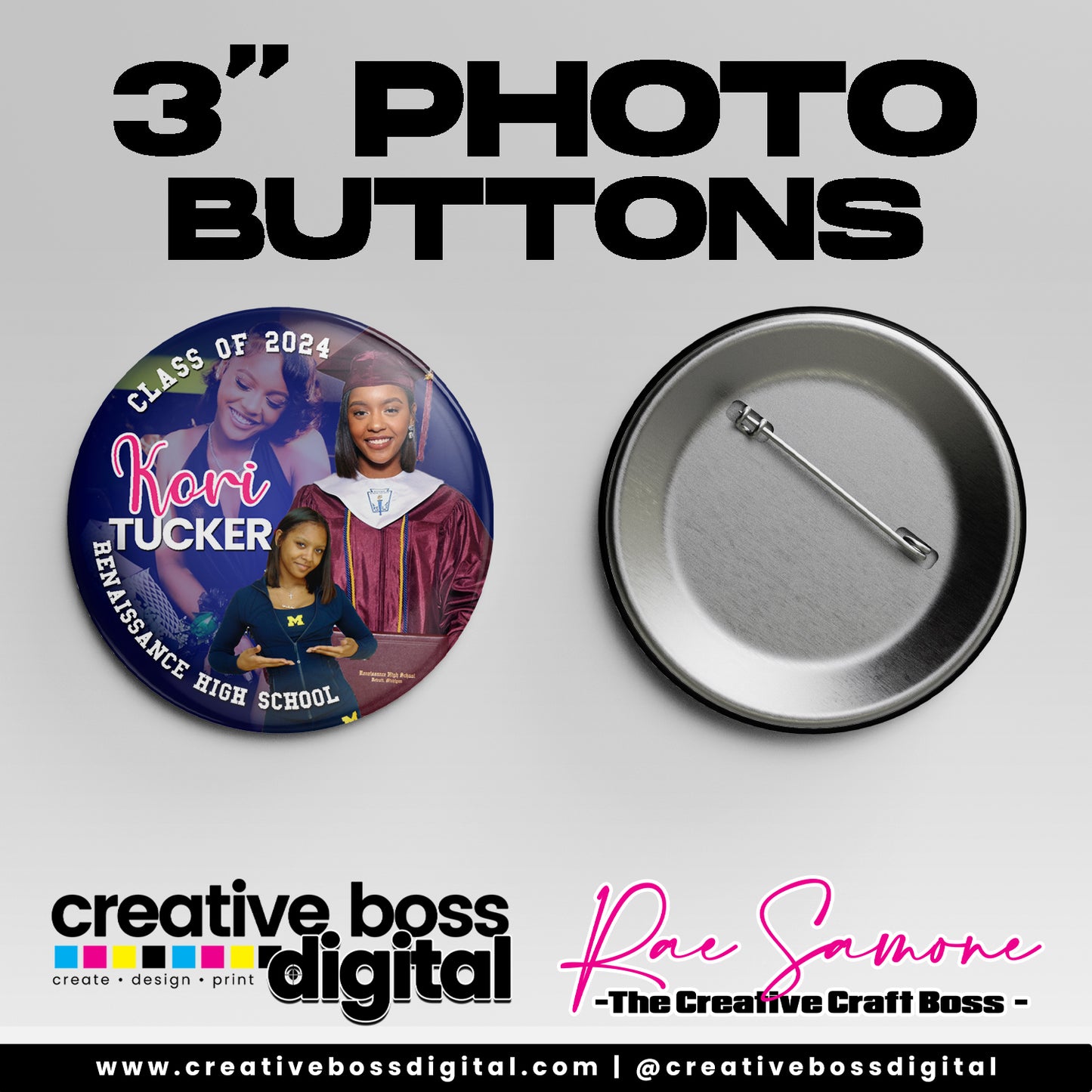 3" Photo Buttons