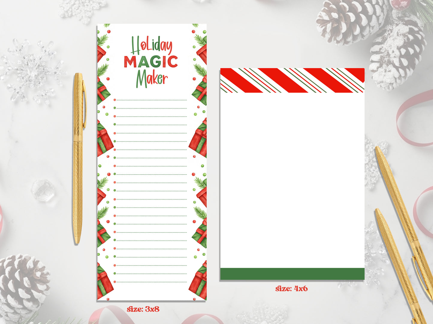 Holiday Magic Maker Notepad Set – Christmas List Bundle | Festive Notepad | Holiday Stationery