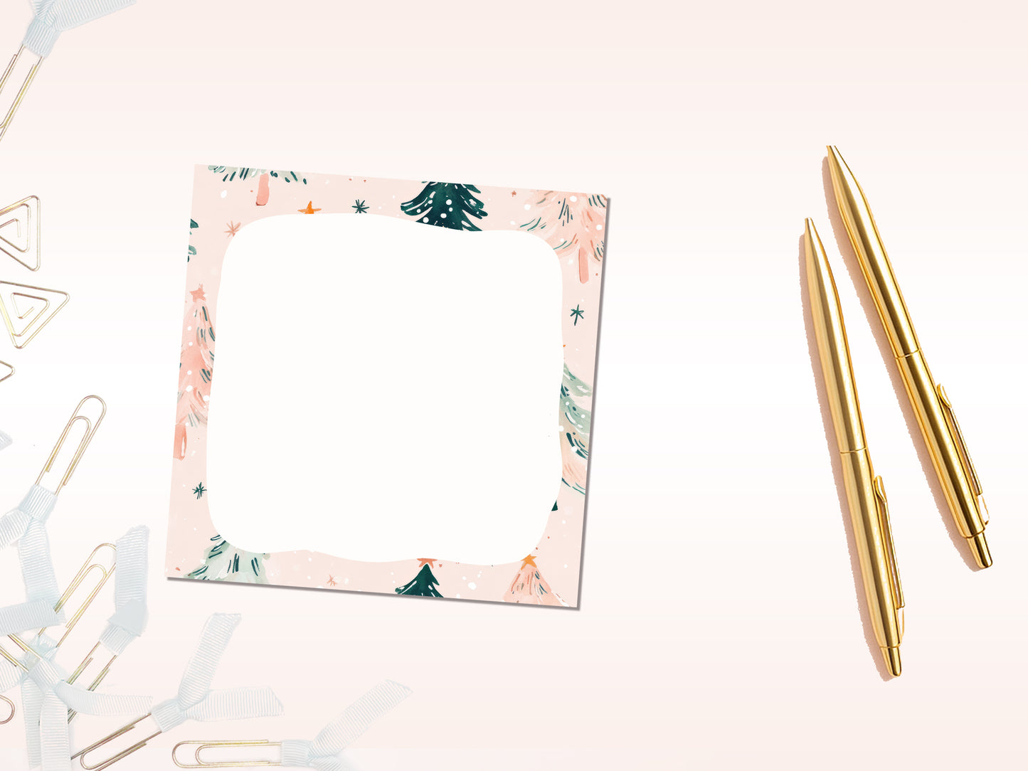 Pink Watercolor Christmas Tree Notepad Collection – 3 Sizes or Full Bundle Set