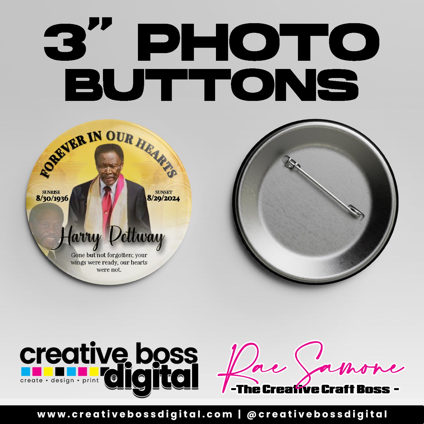 Custom Memorial Photo Button