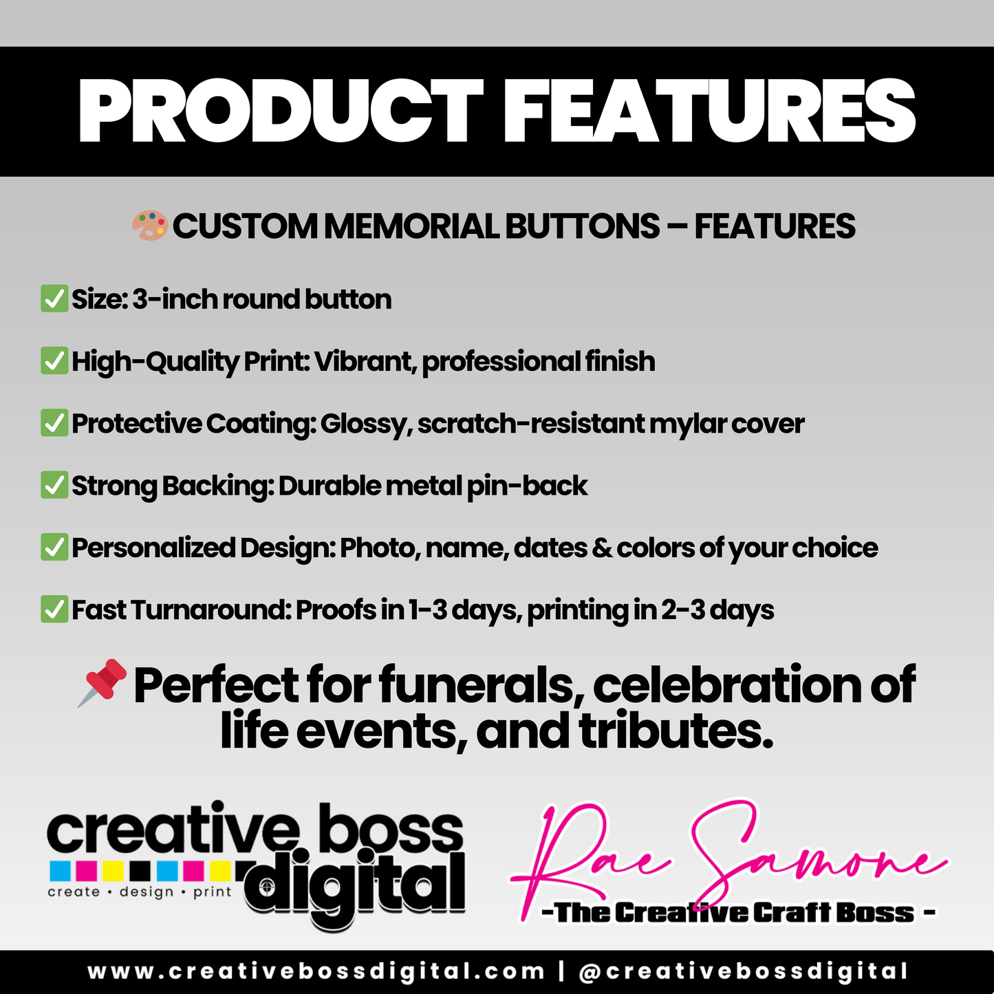 Custom Memorial Photo Button