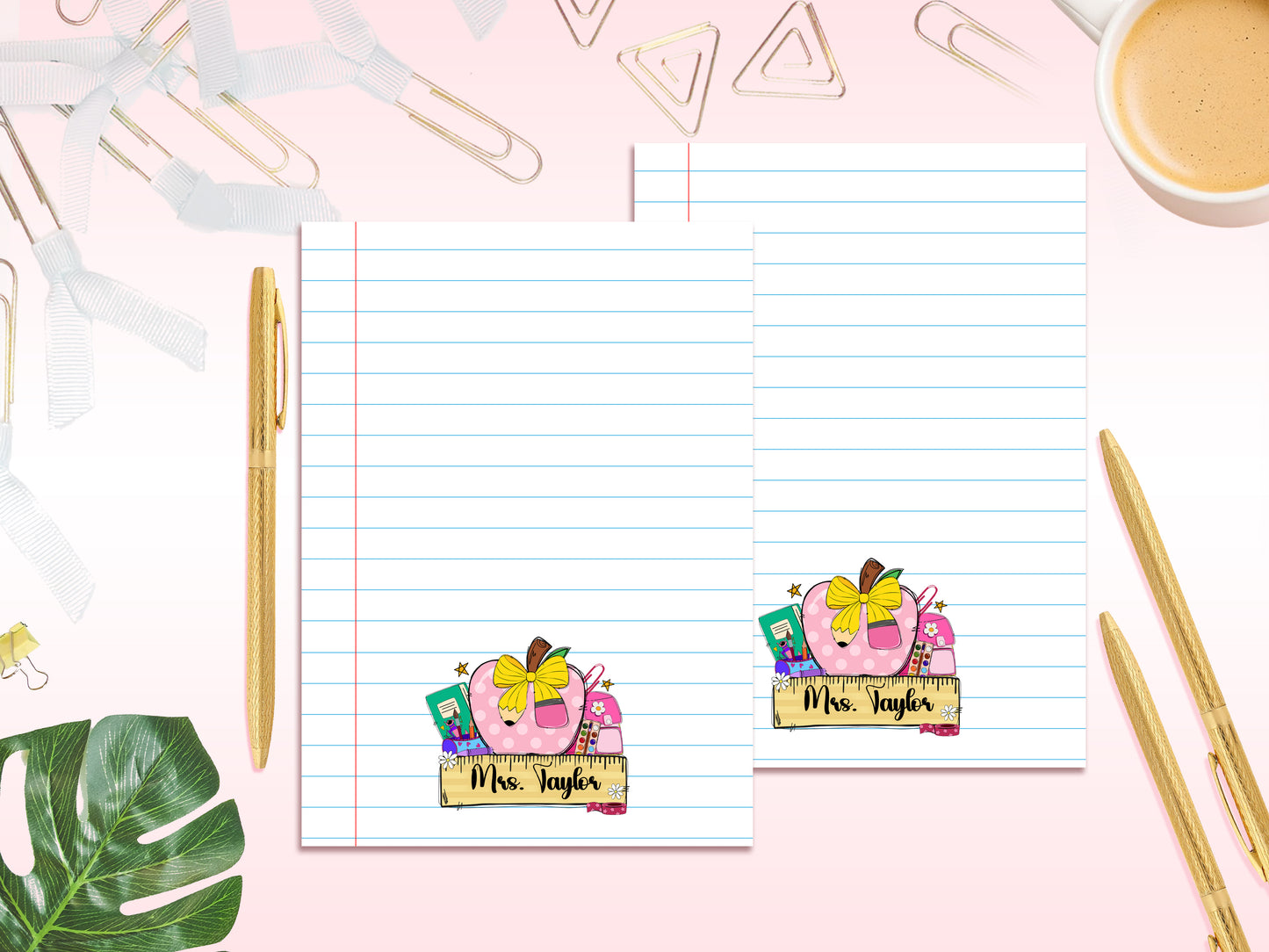 Personalized Teacher Notepad – Custom Name Notebook Paper Design | Classroom Stationery | Teacher Gift
