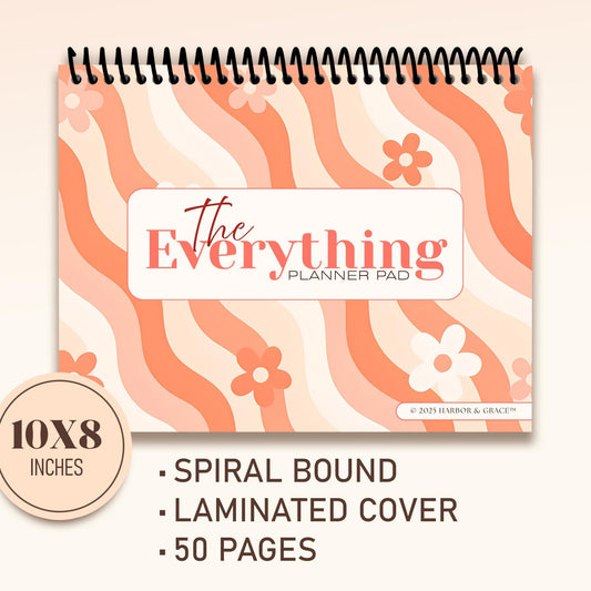 The Everything Planner Pad – 10x8 Spiral-Bound Planner | 50-Page Productivity Tracker | Harbor & Grace Co.